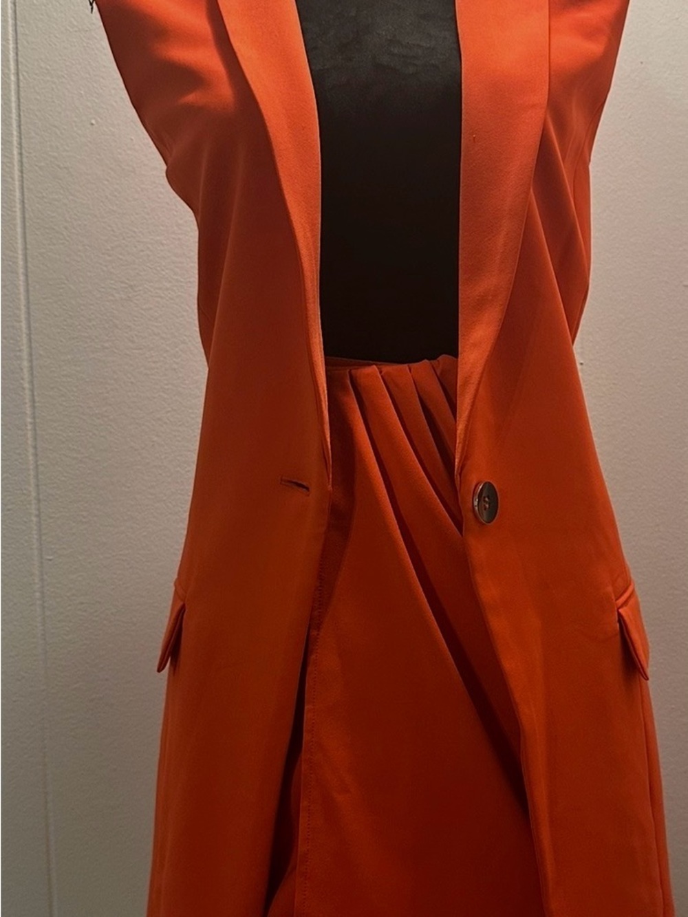 Bold Orange Women's Tailored Long Vest Jacket with skort